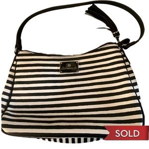 Liz Claiborne black and white striped purse